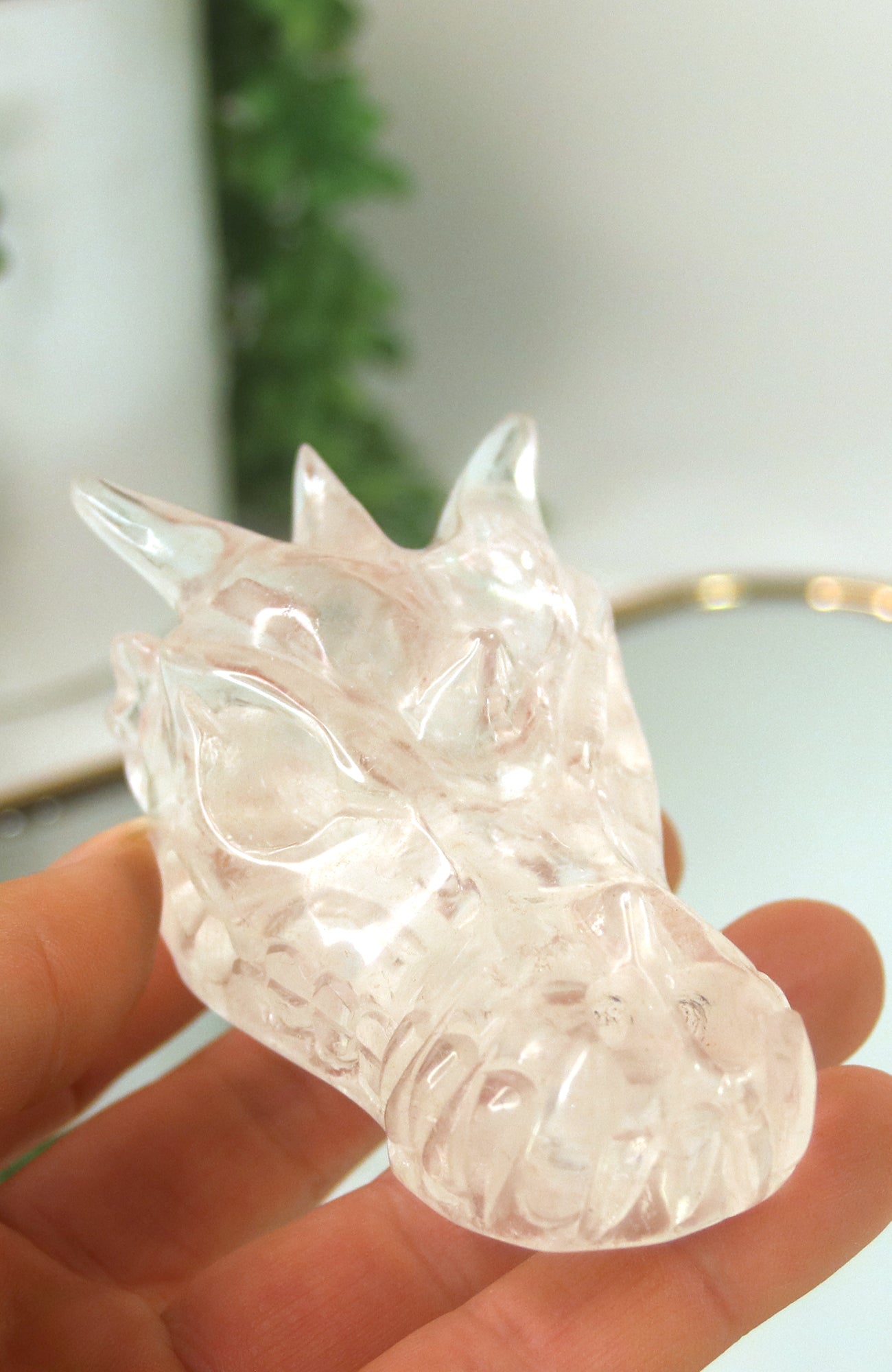 Clear Quartz Dragon Skull